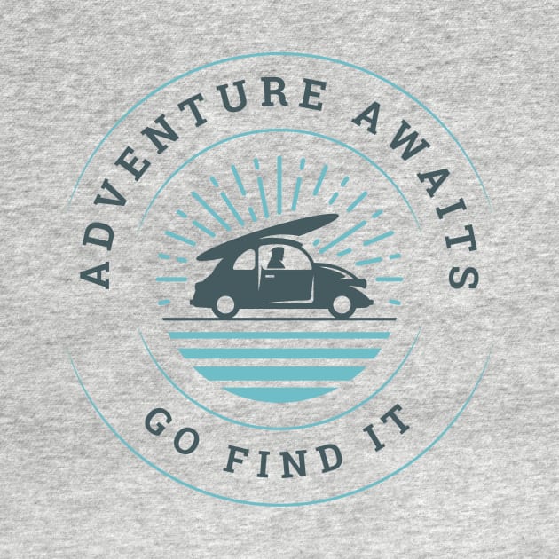 Adventure awaits, go find it t-shirt. Travel and adventures by Monkey Mindset